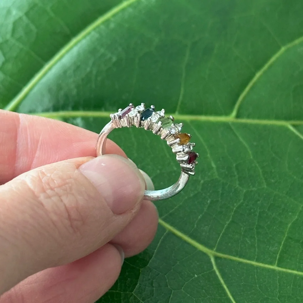 Elegant Multi-Stone Silver Ring